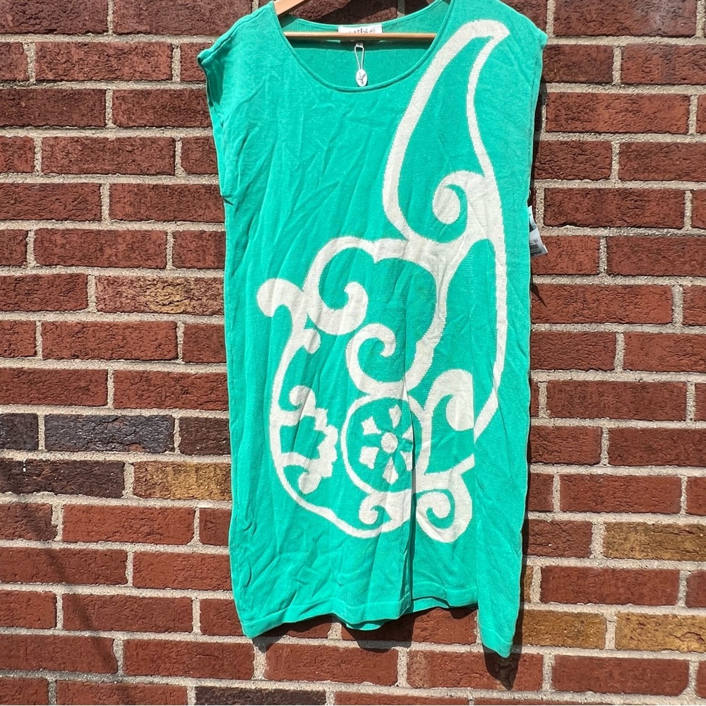 Tibi Sleeveless Knit Seafoam Sheath Dress Knee length Size Large NWT